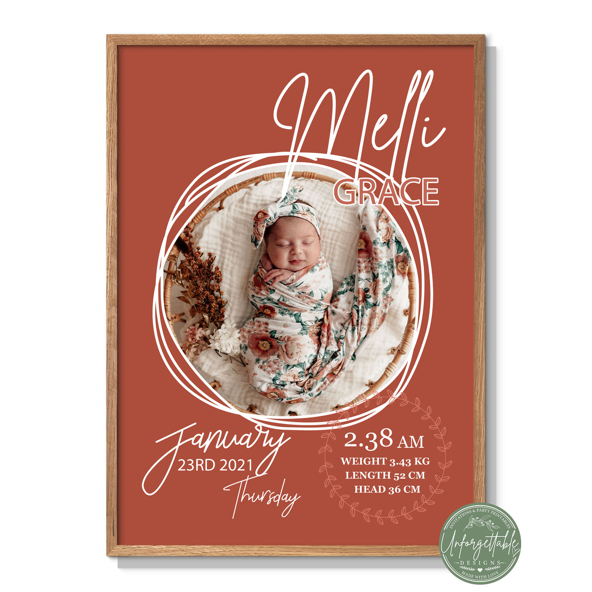 A moment in time - Personalised Baby Birth Print
