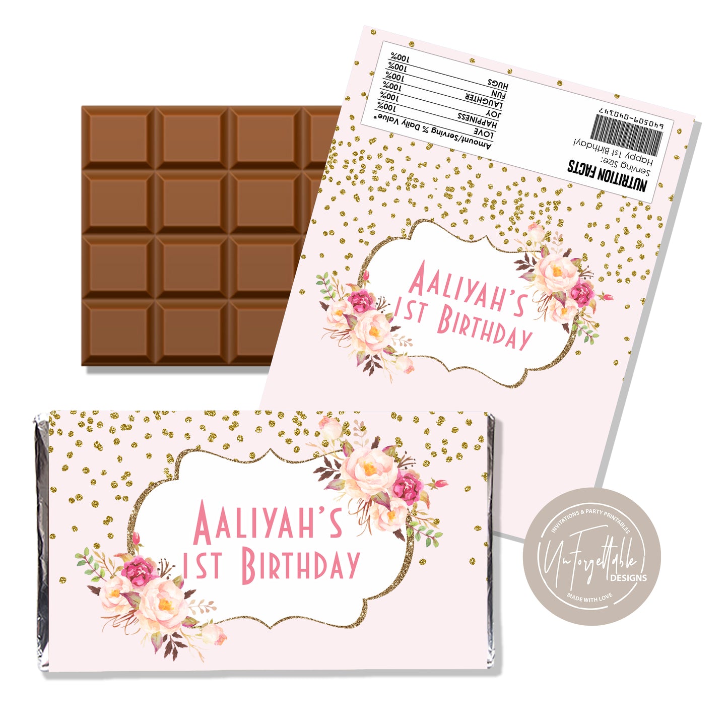 BOHO FLORAL - CHOCOLATE WRAPPER