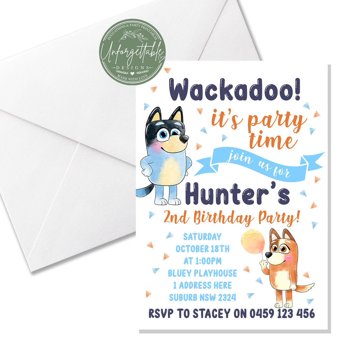 Bluey Personalised Birthday Invitation