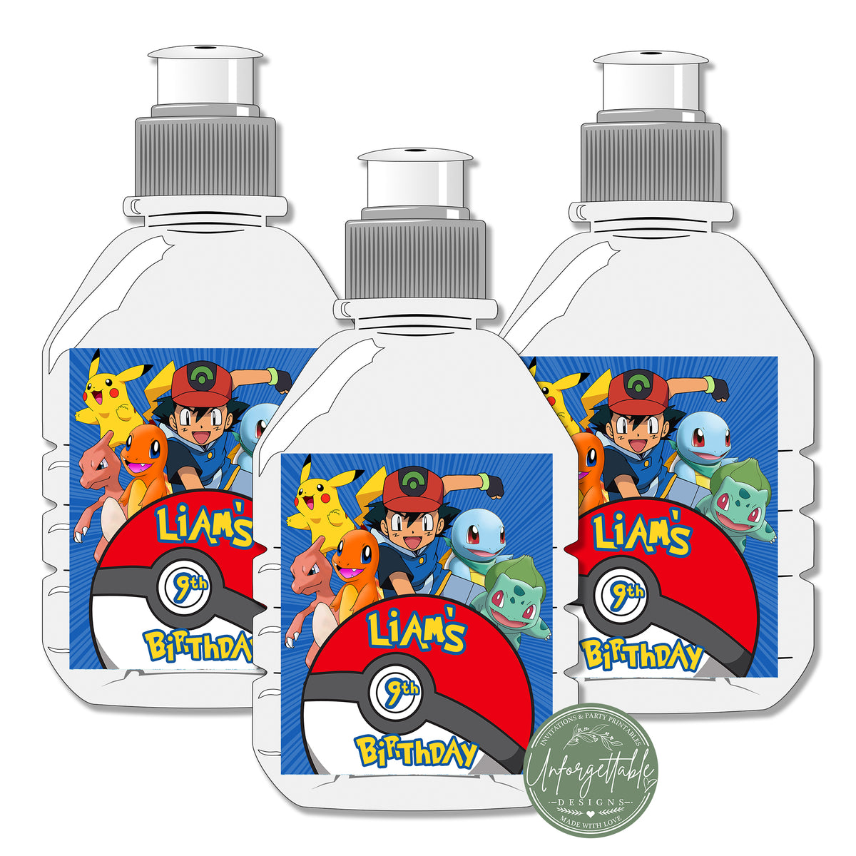 Pokemon - Personalised Pop Top Drink Bottle Labels
