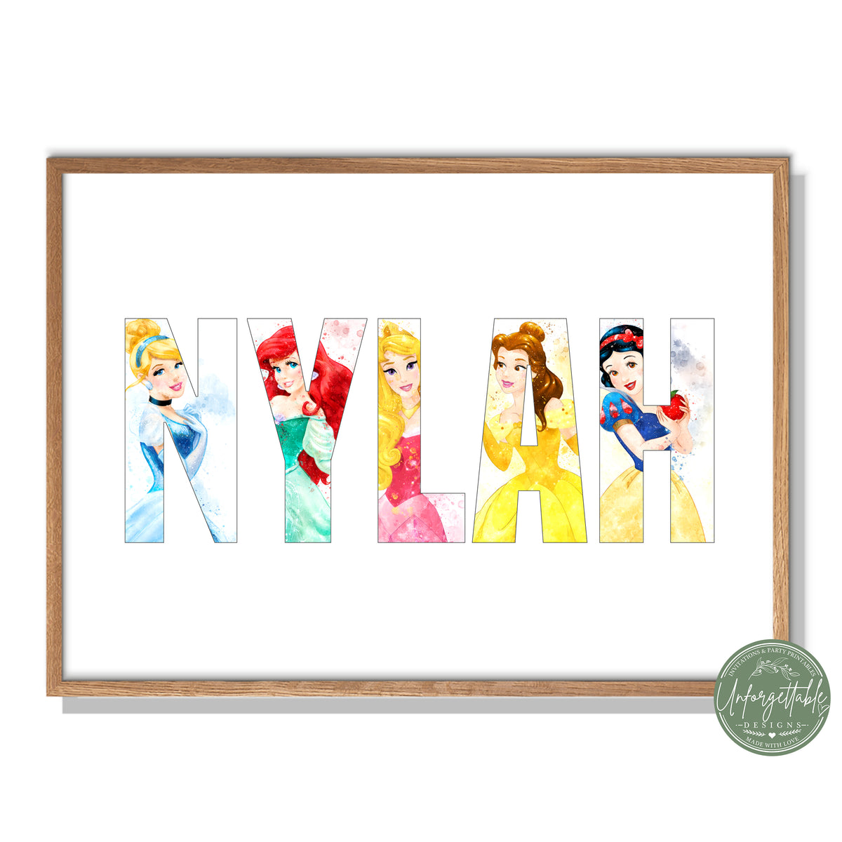 Disney Princess - Personalised Kids Name Print