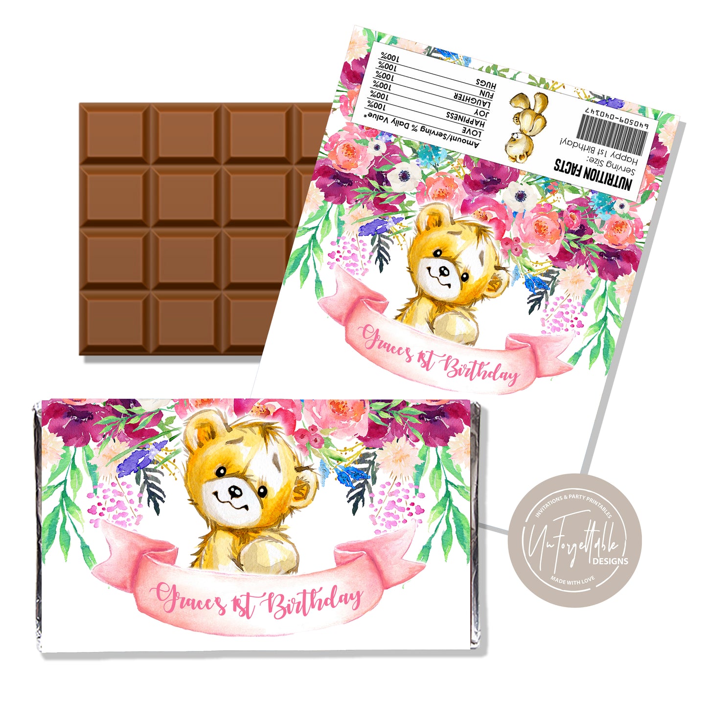 TEDDY BEAR GARDEN - CHOCOLATE WRAPPER