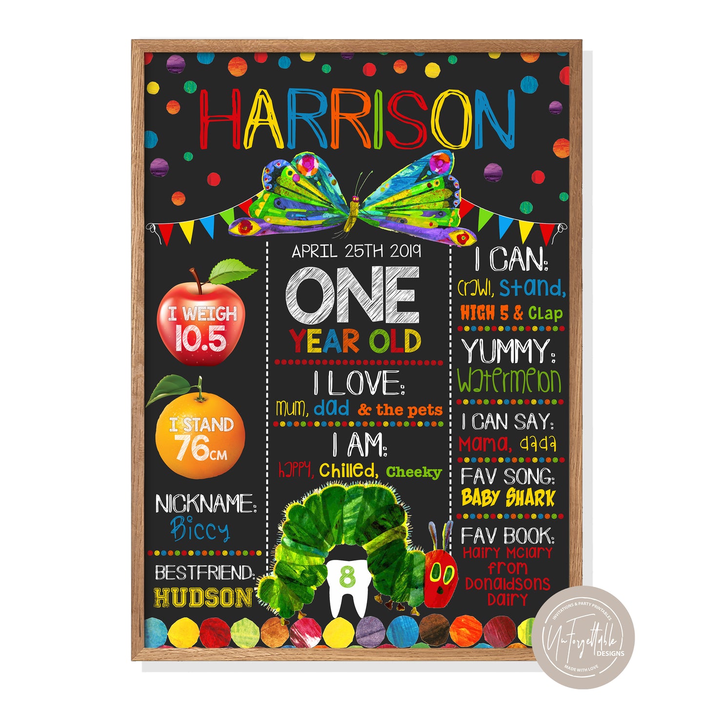 HUNGRY CATERPILLAR - MILESTONE BOARD