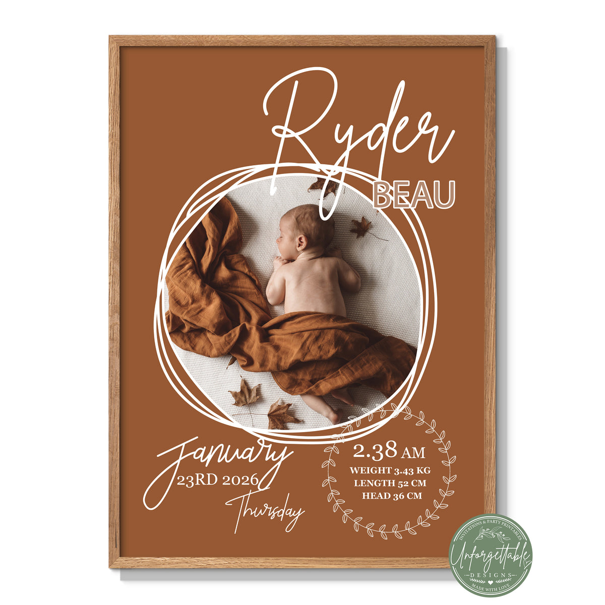 A moment in time - Personalised Baby Birth Print