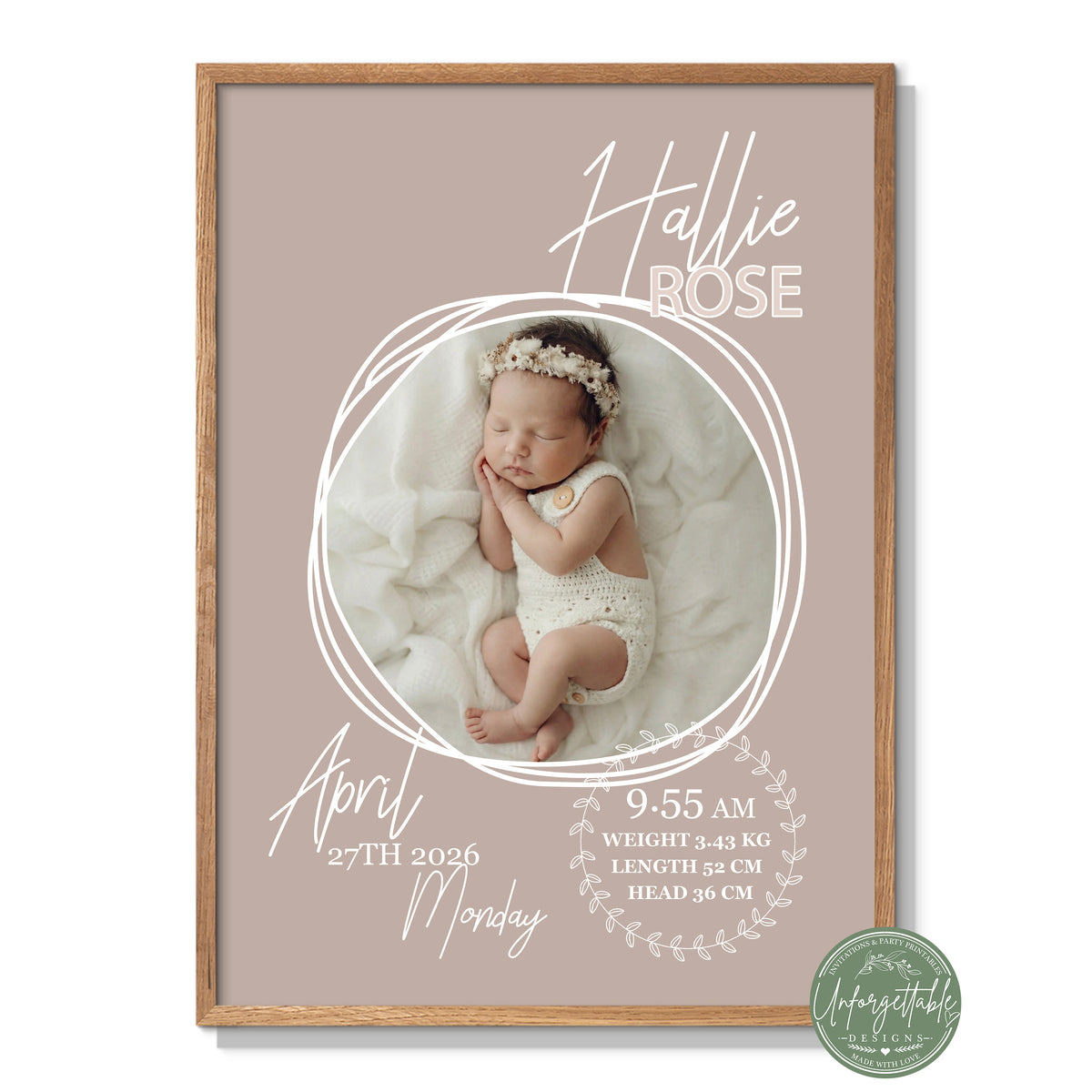 A moment in time - Personalised Baby Birth Print