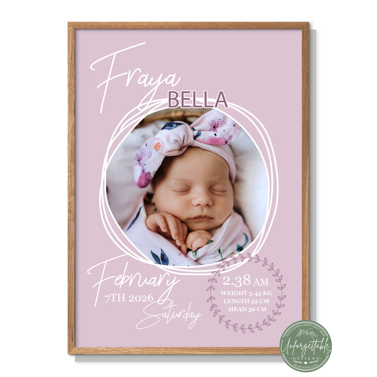 A moment in time - Personalised Baby Birth Print
