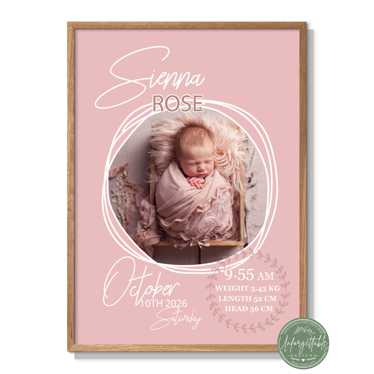 A moment in time - Personalised Baby Birth Print