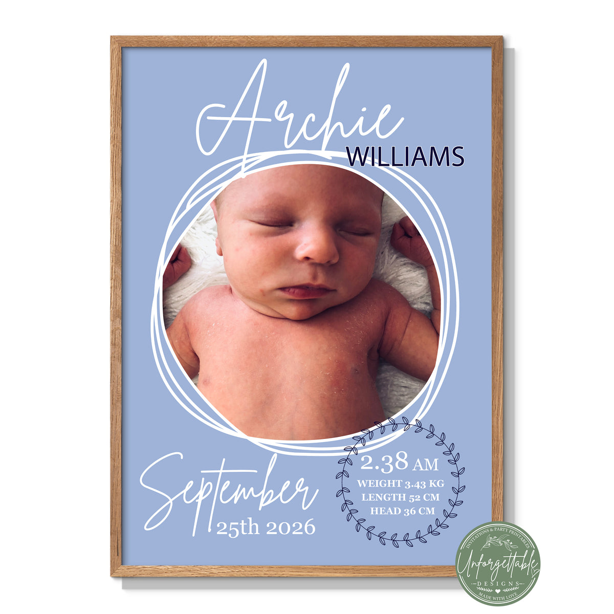 A moment in time - Personalised Baby Birth Print