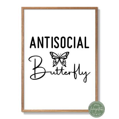 Antisocial Butterfly - Typography Wall Print