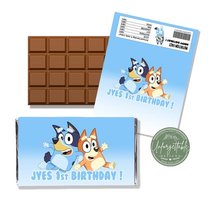 Bluey & Bingo Personalised Chocolate Bar Wrappers