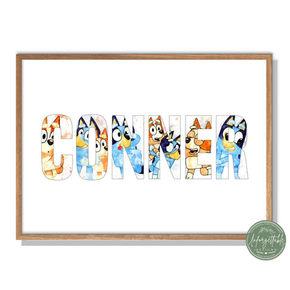 Bluey Personalised Kids Name Print