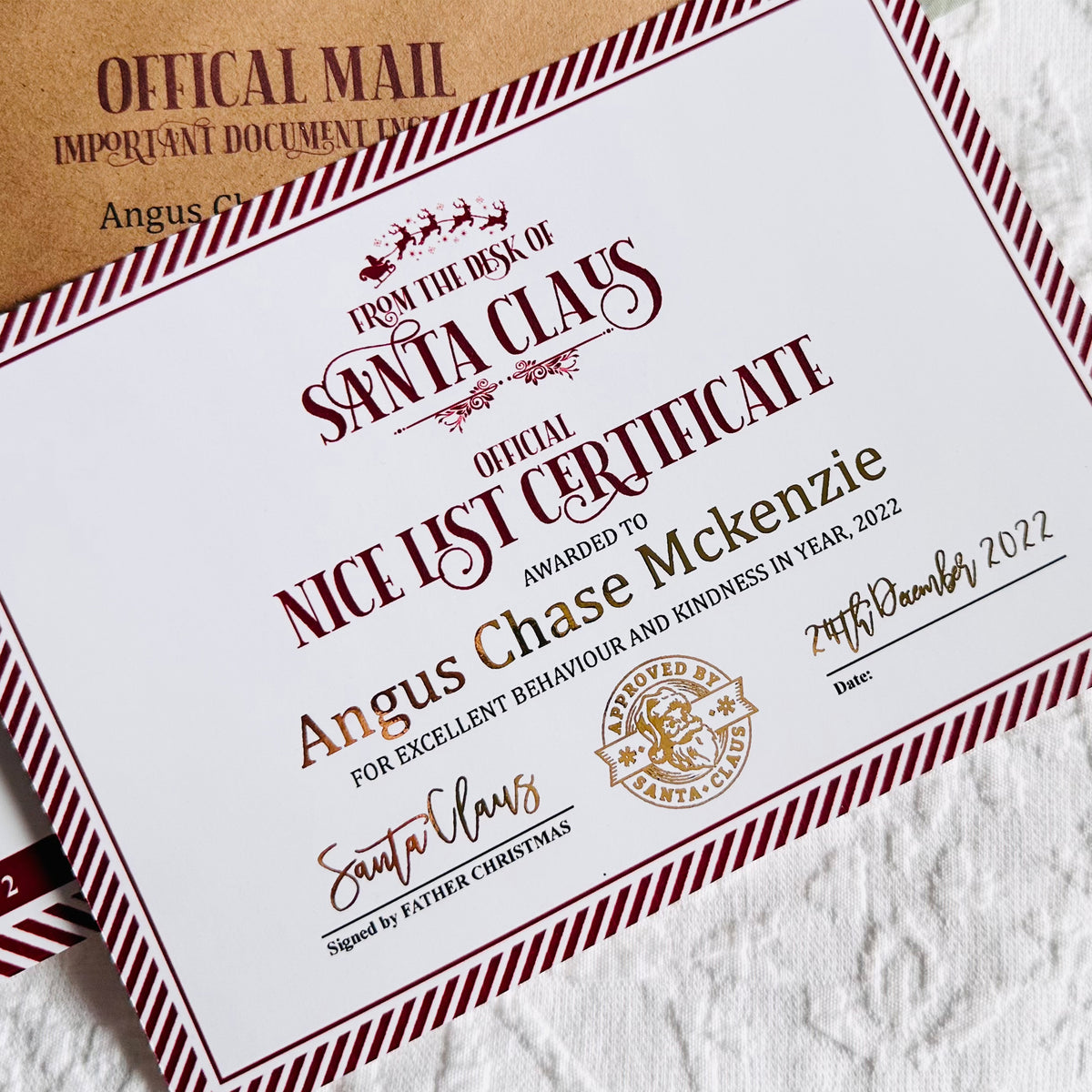 Baby's First Christmas Personalised Letter from Santa Claus – Candy Stripes