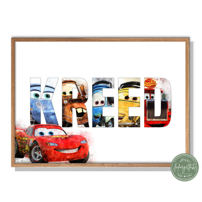 Cars - Personalised Kids Name Print