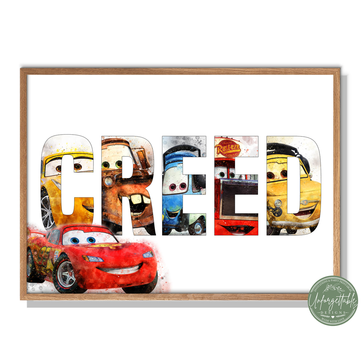 Cars - Personalised Kids Name Print