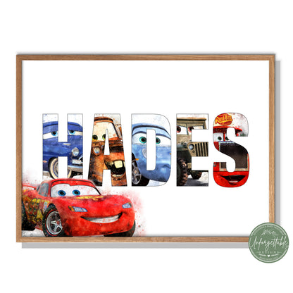 Cars - Personalised Kids Name Print
