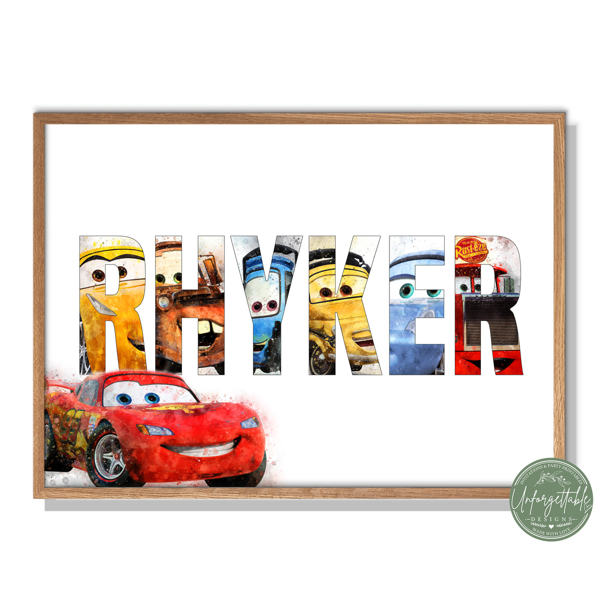 Cars - Personalised Kids Name Print