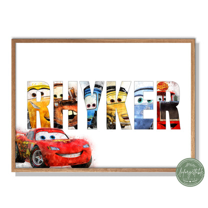 Cars - Personalised Kids Name Print