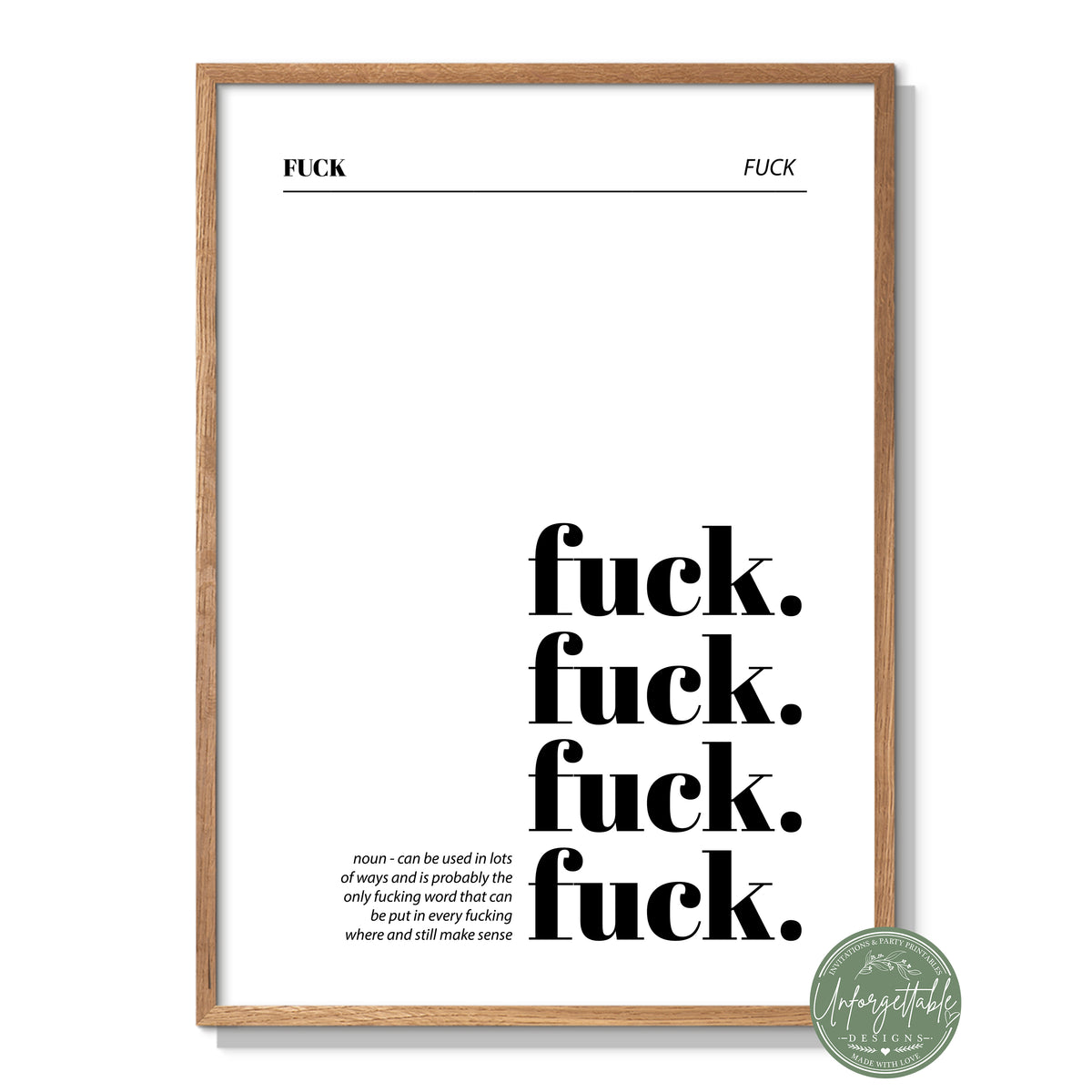 F*ck Definition - Typography Wall Print