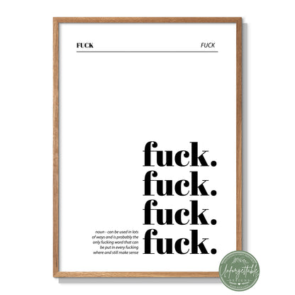 F*ck Definition - Typography Wall Print