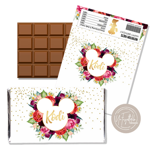 MINNIE MOUSE FLORAL - CHOCOLATE WRAPPER