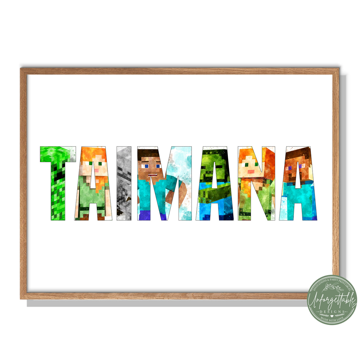 Minecraft - Personalised Kids Name Print