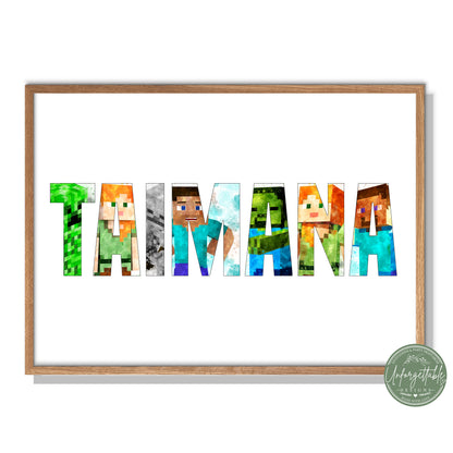 Minecraft - Personalised Kids Name Print