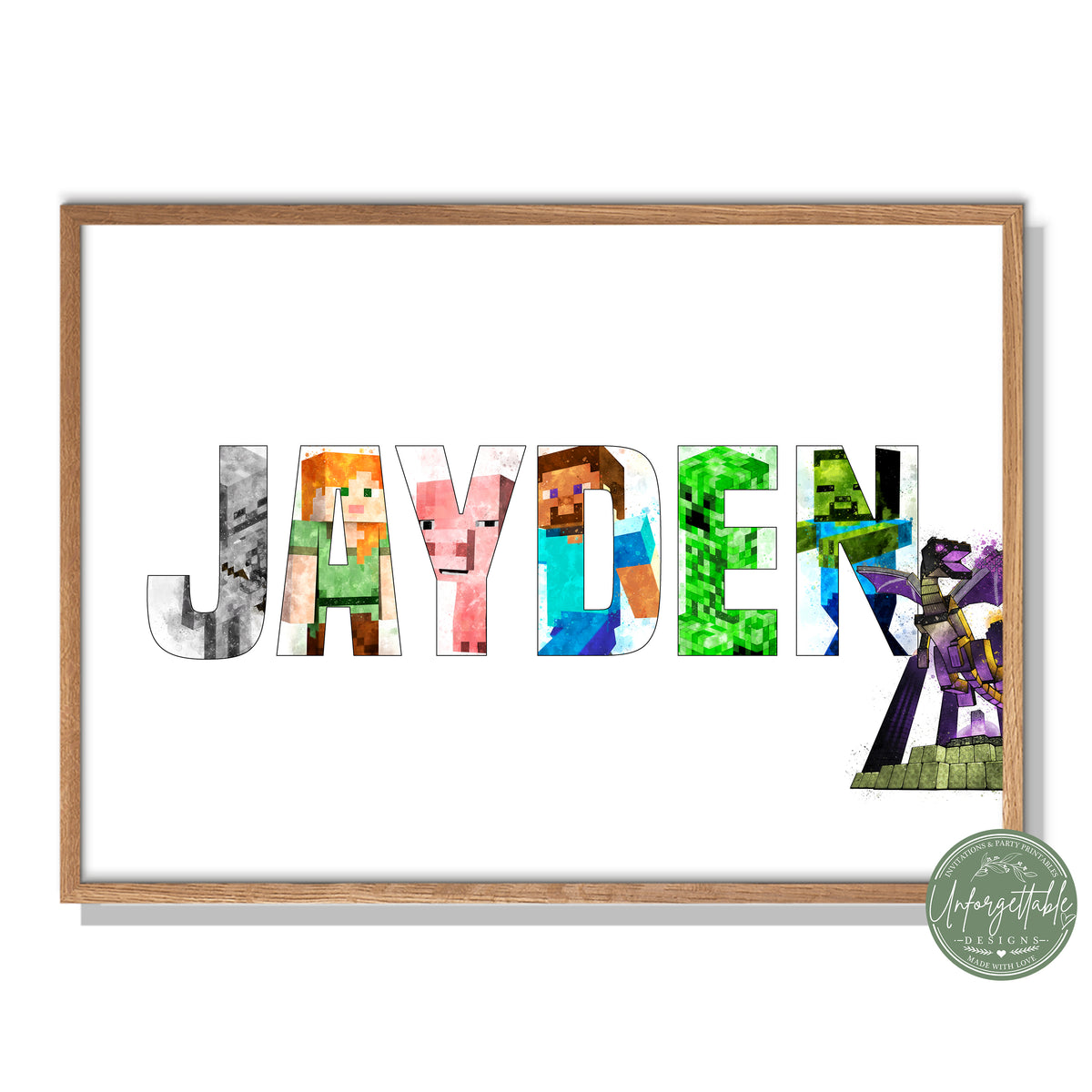 Minecraft - Personalised Kids Name Print