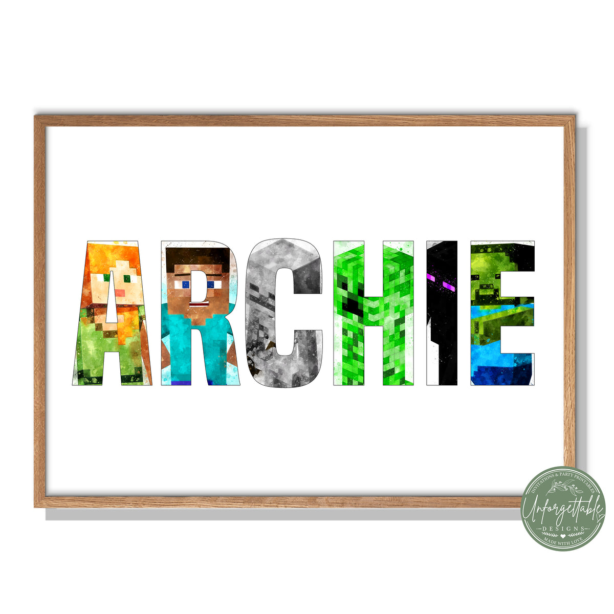 Minecraft - Personalised Kids Name Print