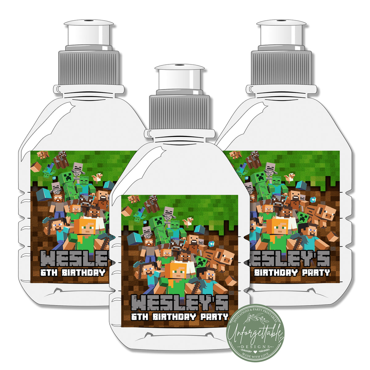 Minecraft - Personalised Pop Top Drink Bottle Labels
