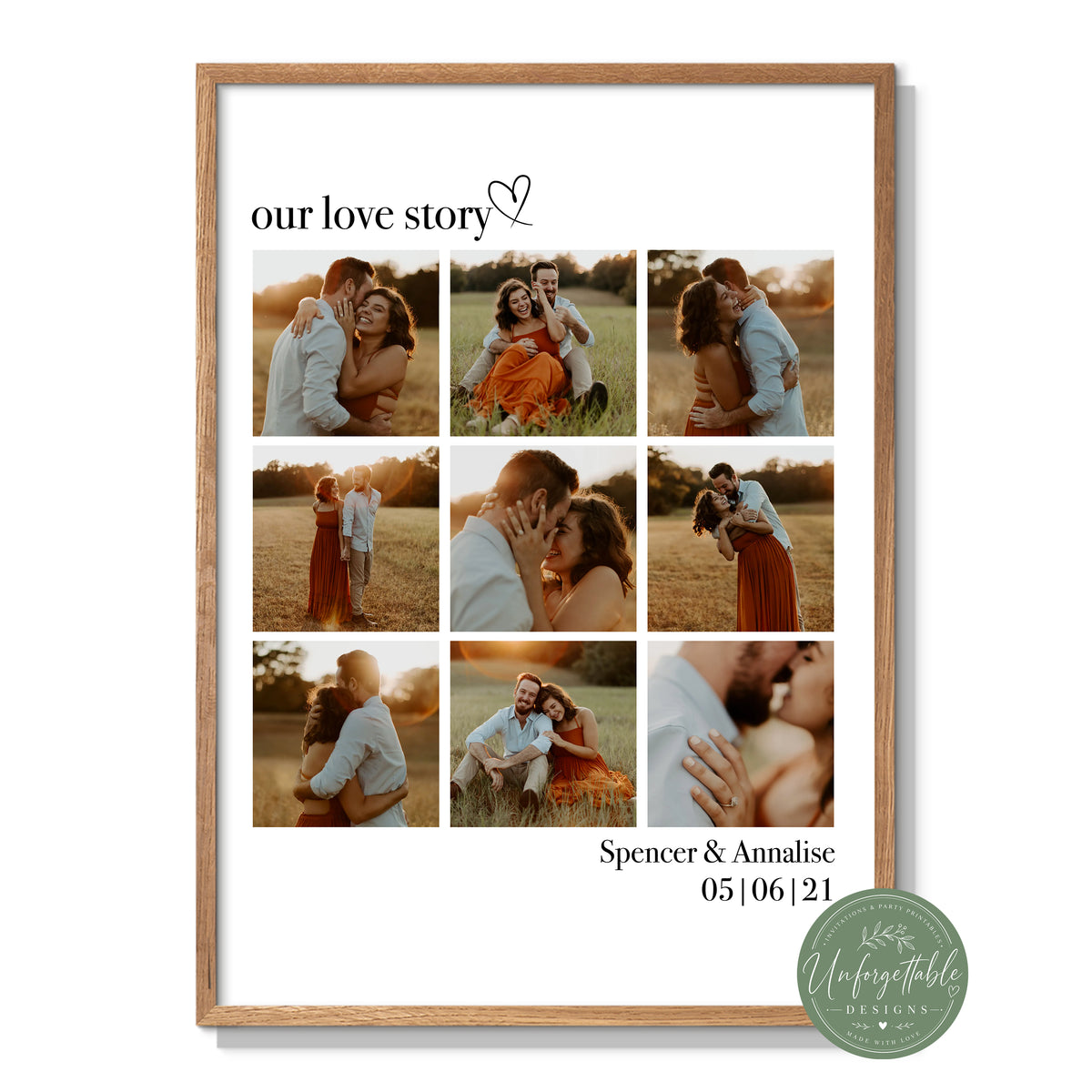 Love Story Photo College Personalised Print
