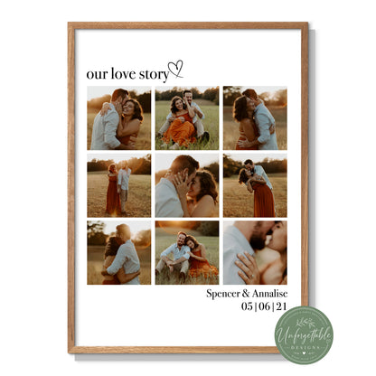 Love Story Photo College Personalised Print
