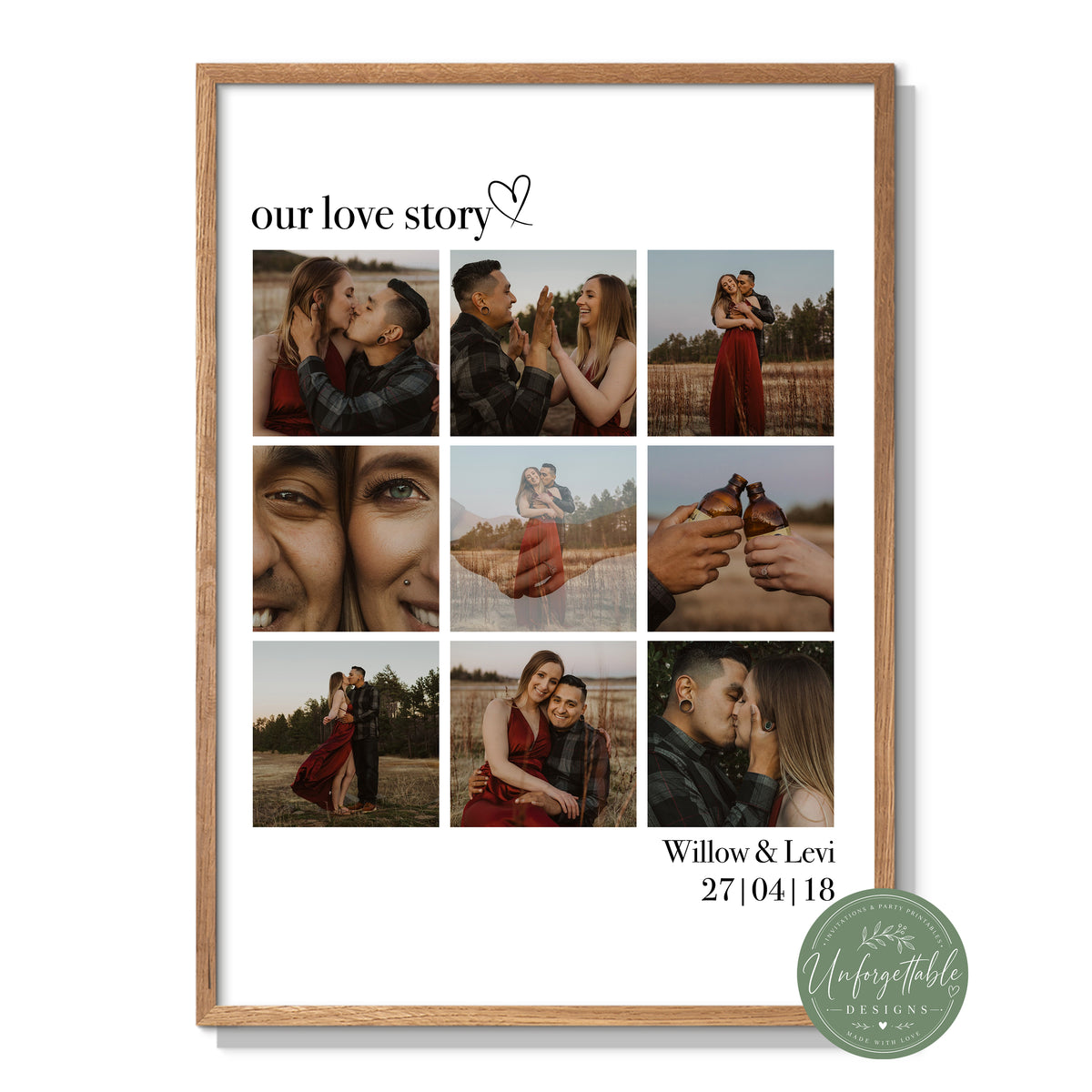 Love Story Photo College Personalised Print