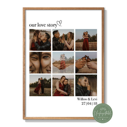 Love Story Photo College Personalised Print