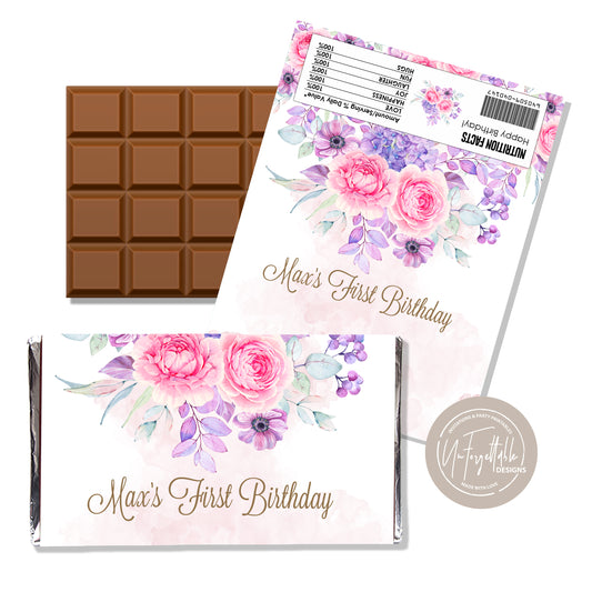 PINK AND PURPLE FLORAL - CHOCOLATE WRAPPER