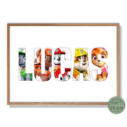 Paw Patrol - Personalised Kids Name Print