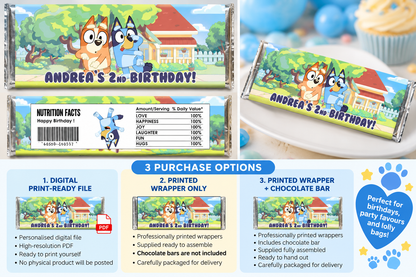Bluey Family Personalised Chocolate Bar Wrappers