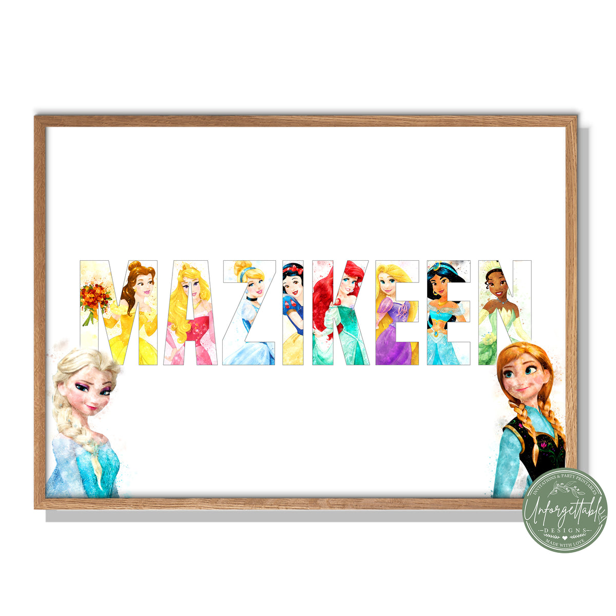 Disney Princess - Personalised Kids Name Print