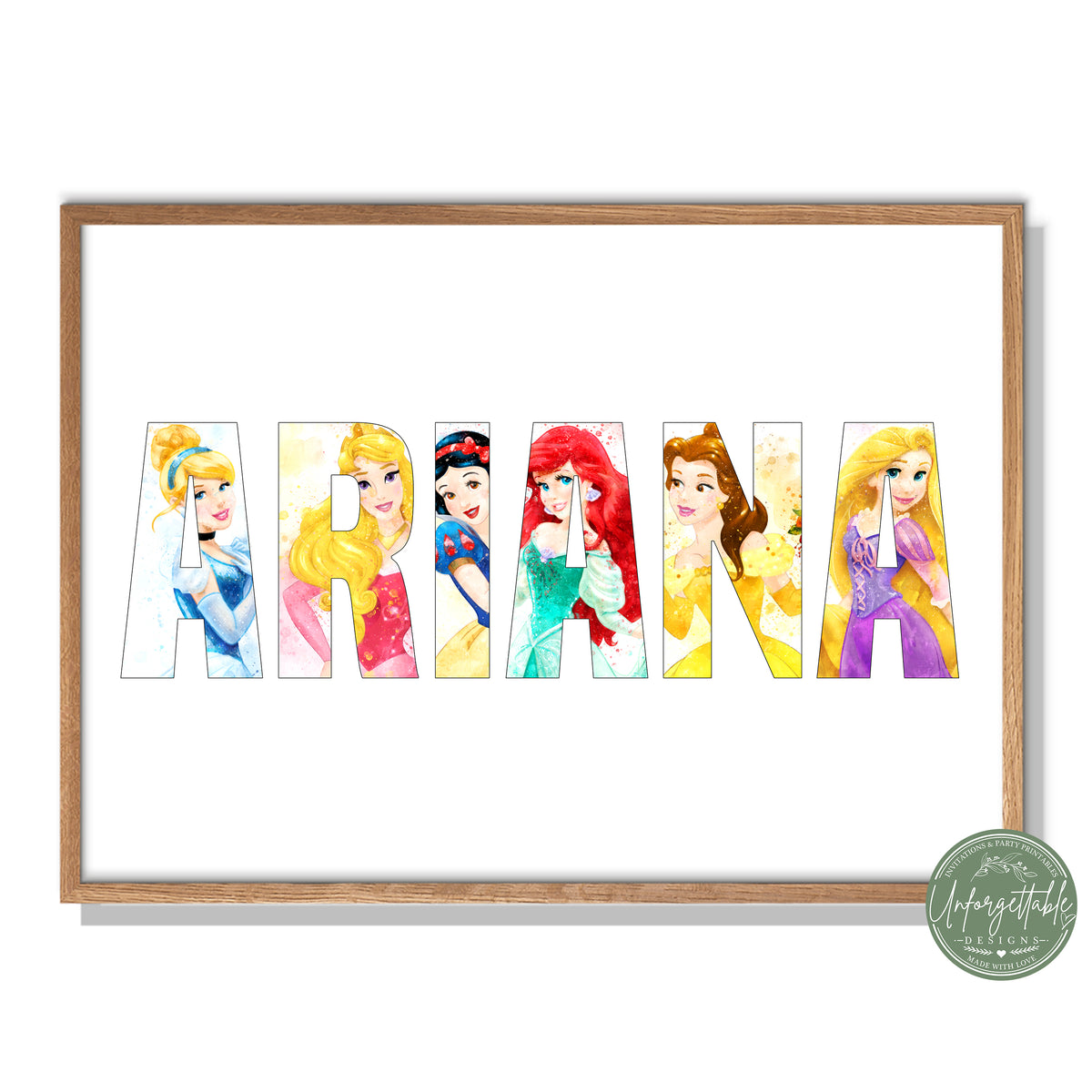 Disney Princess - Personalised Kids Name Print