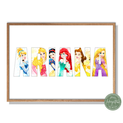 Disney Princess - Personalised Kids Name Print