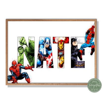 Superhero - Personalised Kids Name Print
