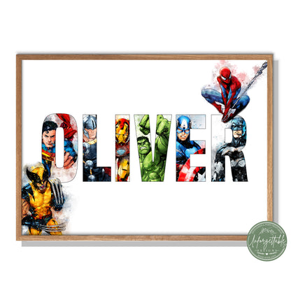 Superhero - Personalised Kids Name Print