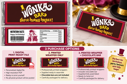 Wonka Bars - Personalised Chocolate Bar Wrappers