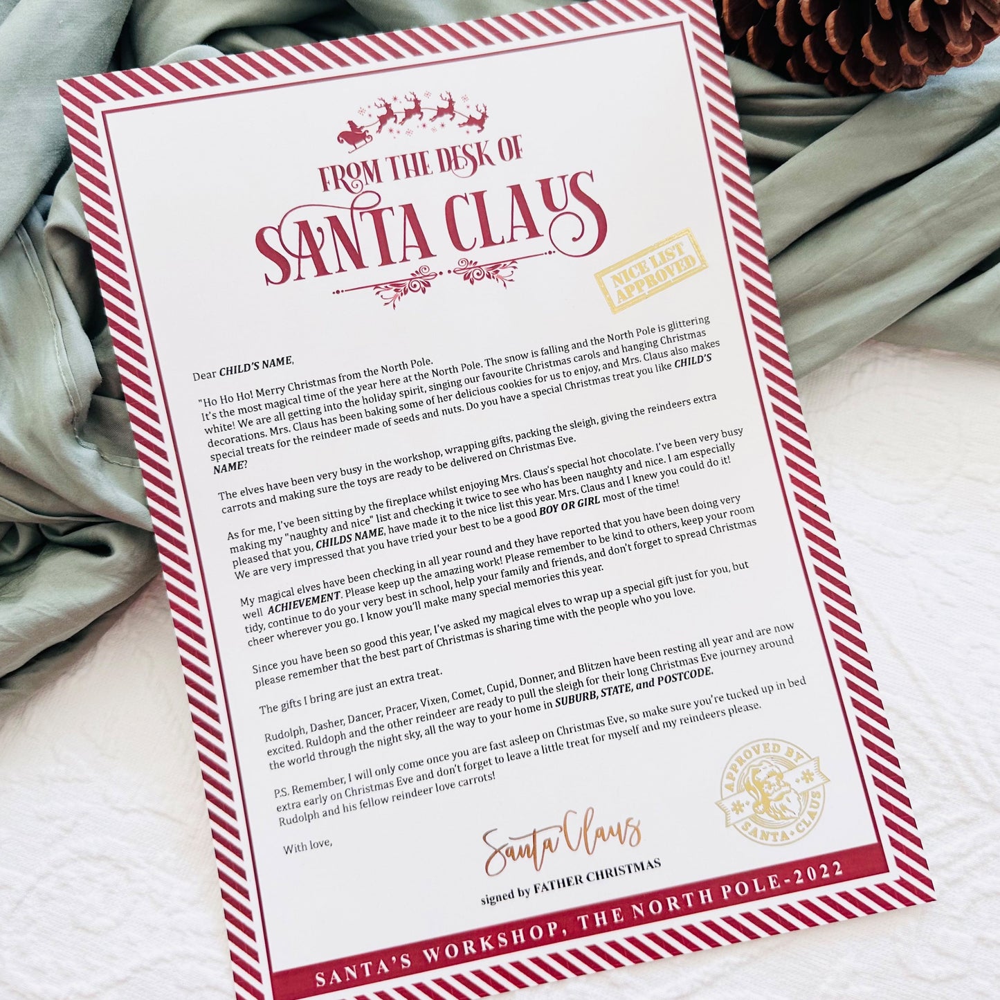 Letter from Santa  - CANDY STRIPES